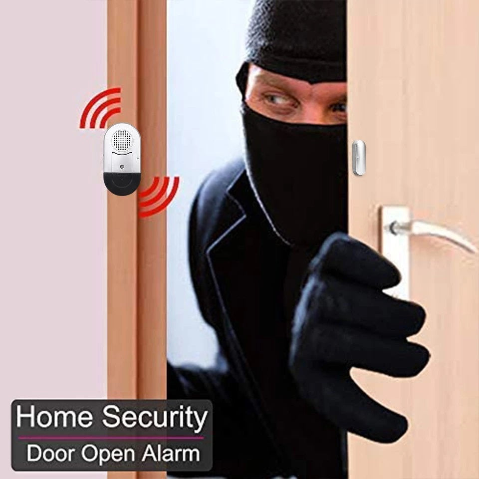 Affordable Wireless Alarm for Doors and Window by VMIDirect installed on door detecting intruder