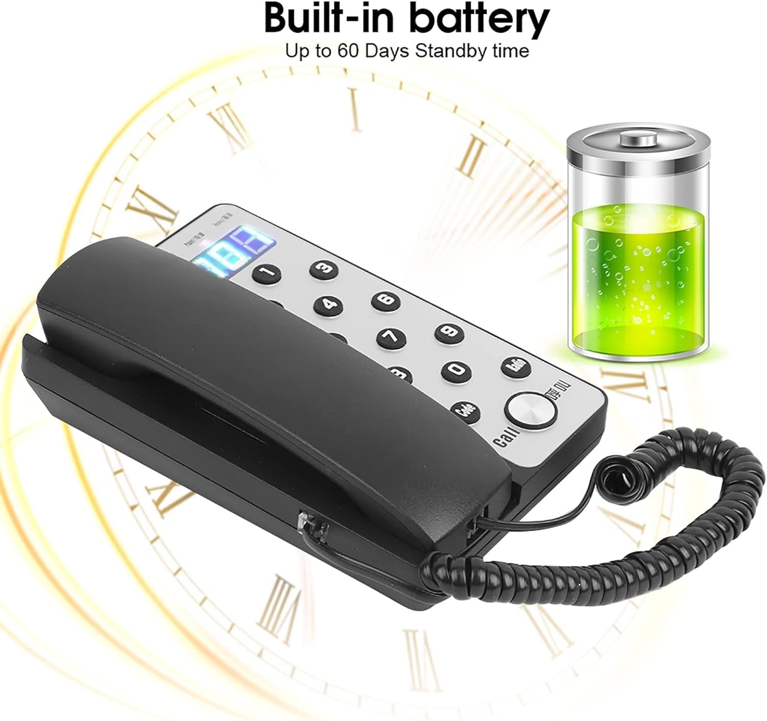 Daytech CI10 Phone Intercom with built-in battery and numeric keypad in black