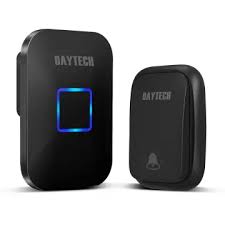 Daytech DB09 Doorbell for Home black wireless doorbell set with blue LED indicator
