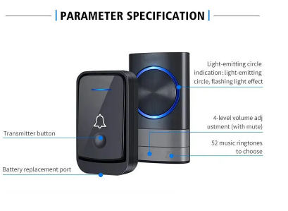 DAYTECH DB27 Doorbell for home with transmitter button and adjustable volume alarm system
