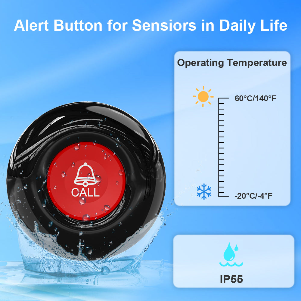 caregiver pager with emergency button alarm for seniors waterproof and durable