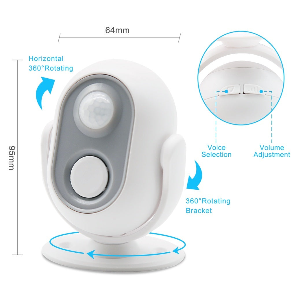 Daytech HW06 Motion Sensor Alert Device with 360-degree rotating bracket and voice selection
