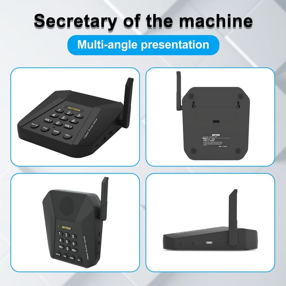 Multi Channel Intercom with Speaker shown from multiple angles including front, back, side, and angled views