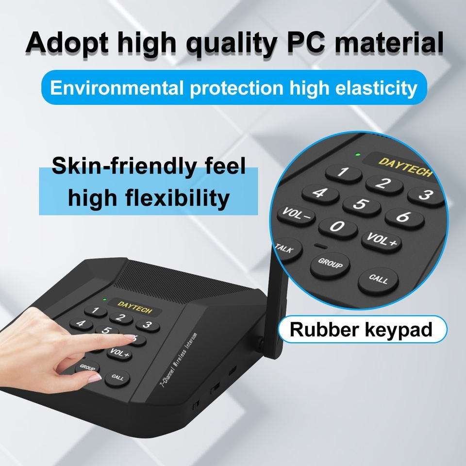 Multi Channel Intercom with Speaker featuring rubber keypad and high quality PC material