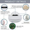 DAYTECH SM06TA smoke detector with ABS flame retardant shell, smoke detection hole, test button, indicator light, and high quality chip