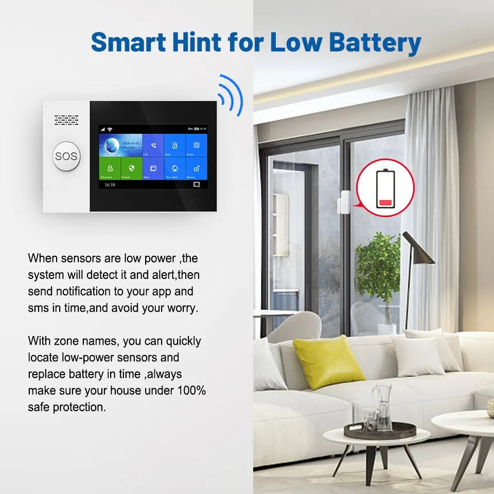 DAYTECH TA04 Alarm System smart home security panel with low battery alert notification