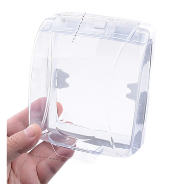 Transparent waterproof doorbell cover case held by hand to protect outdoor doorbells