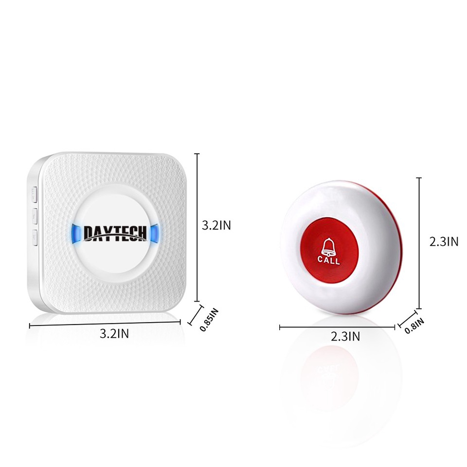 emergency buzzer wireless caregiver pager system with compact white call button and receiver