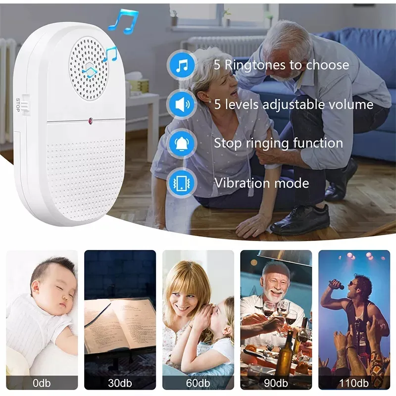 wireless caregiver pager system emergency buzzer with adjustable volume and vibration mode