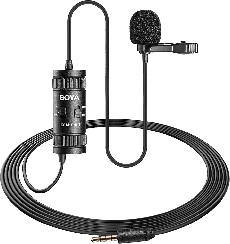 Boya BY-M1 Pro II 6m Clip-On Lavalier Condenser Microphone with 1/4 Inches Adapter