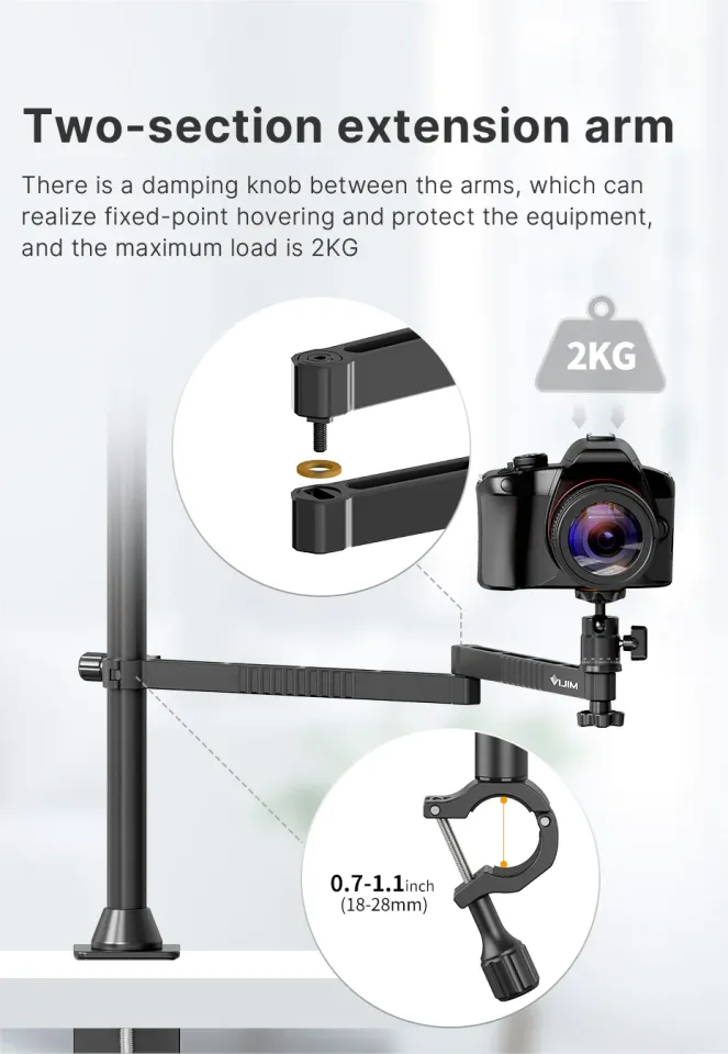 VMIDirect Desktop Setup Stand with two-section extension arm and adjustable load capacity of 2KG