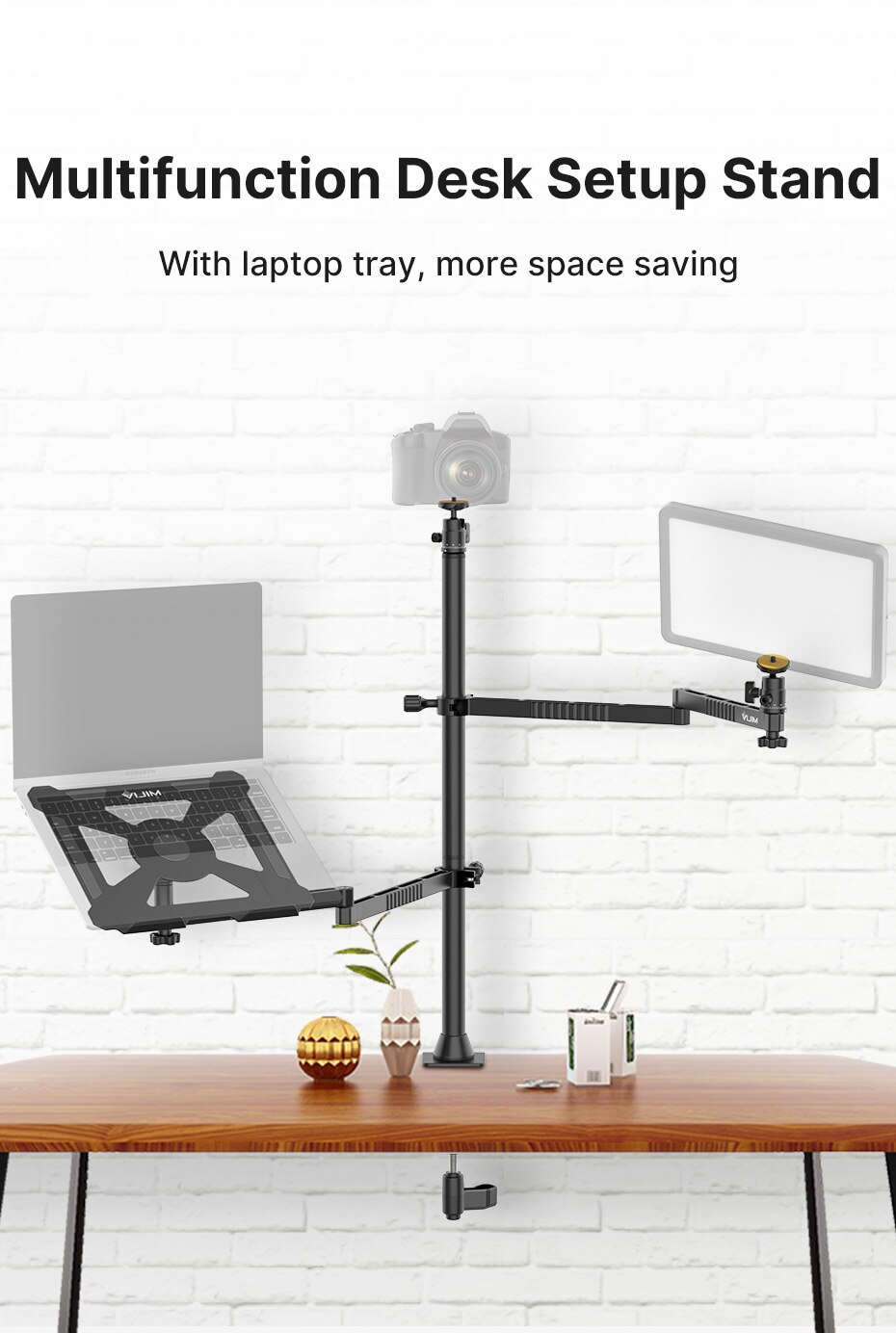 Multifunction Desktop Setup Stand with Laptop Tray for Space Saving and Enhanced Organization