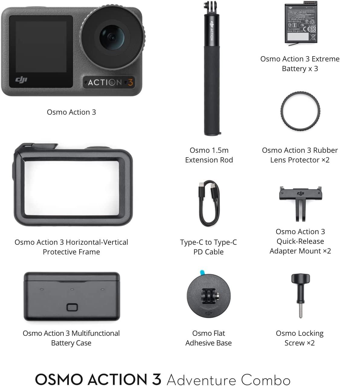 VMIDirect Osmo Action 3 Adventure Combo with action camera and essential accessories