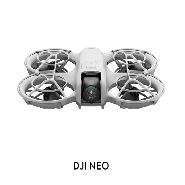 VMI Direct DJI Neo 4K Camera Drone front view with protective propeller guards in white