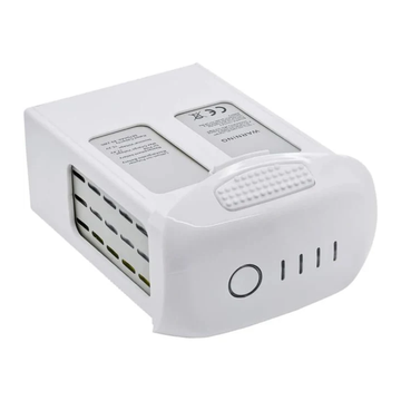 Flight Battery for Drones in white with indicator light and safety information labels