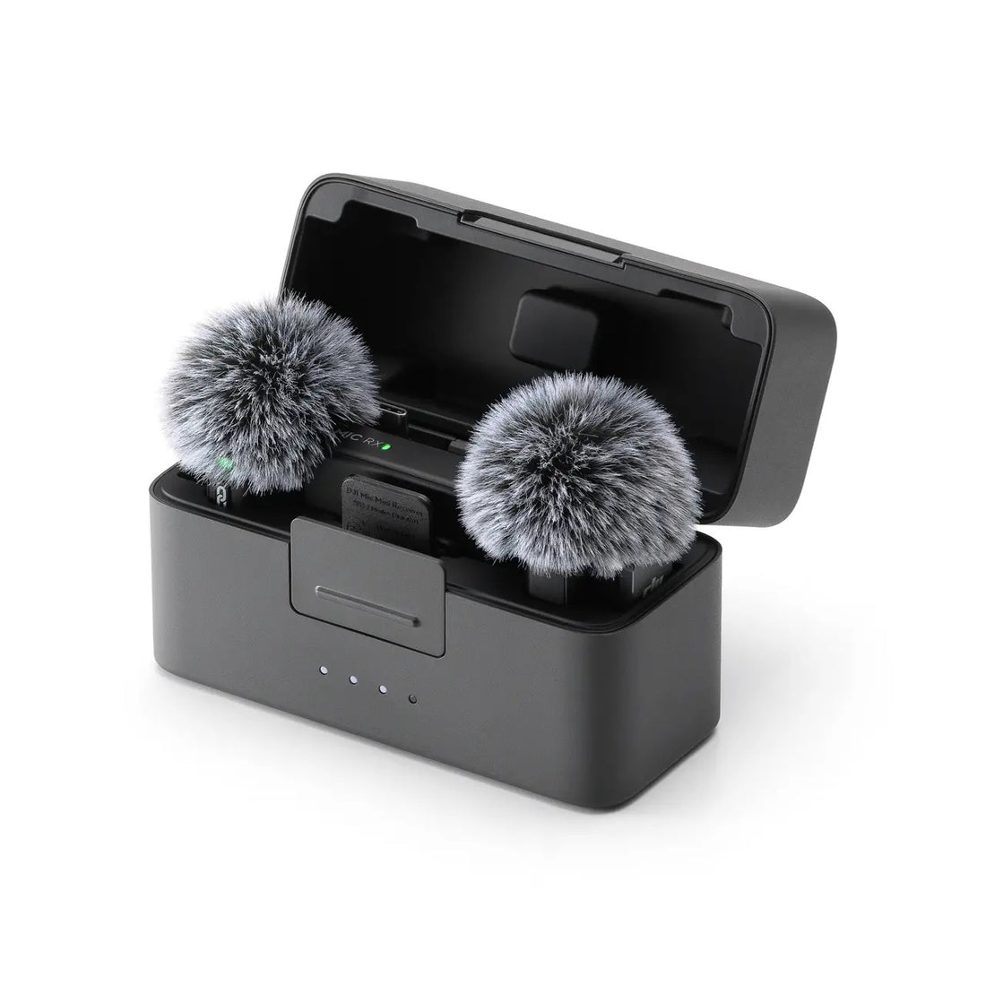 DJI Mic Mini Wireless Microphone set by VMIDirect with compact transmitters and a gray charging case