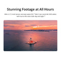 DJI Mini 3 drone with 4K camera capturing stunning sunset footage over water with true-to-life colors