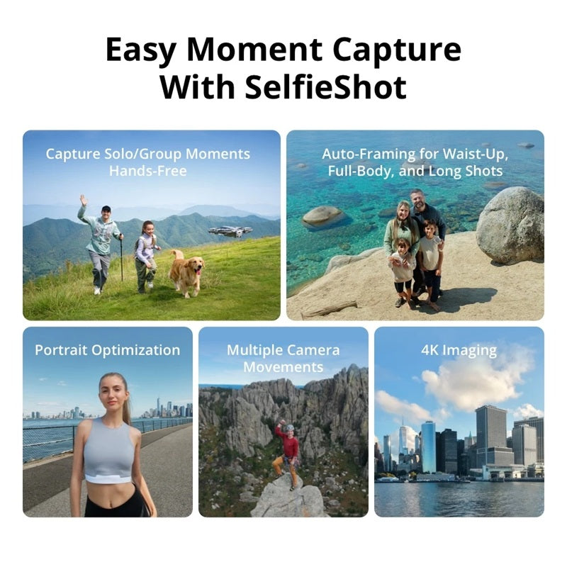 DJI Neo 2 4K camera drone with features for hands-free capture, auto-framing, and portrait optimization