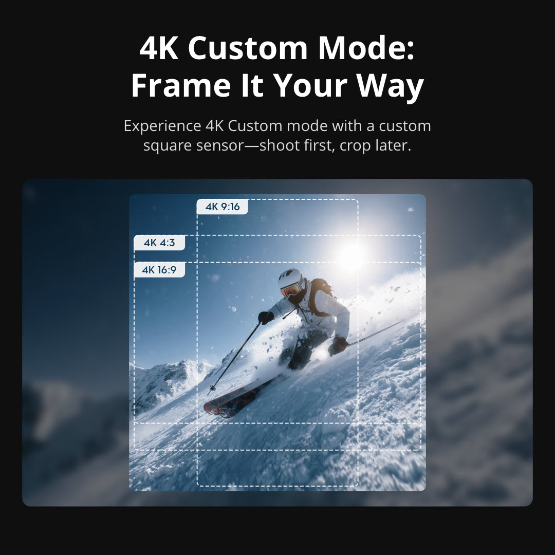 4K Custom Mode feature of DJI Osmo Action 6 camera with different aspect ratios for versatile shooting