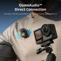 DJI Osmo Action 6 camera connected to a rider's shirt for high-quality audio recordings