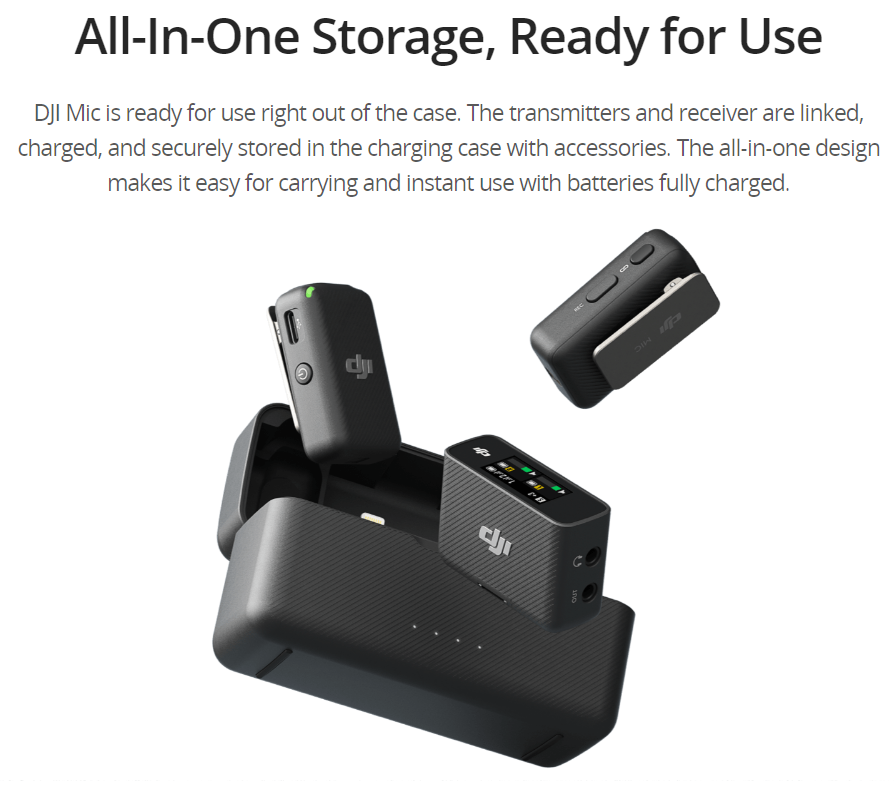 VMIDirect wireless microphone with all-in-one storage and charging case for easy use and portability