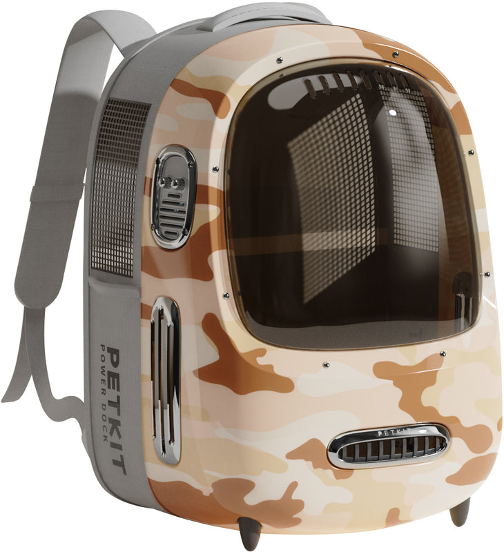 Dome Cat Dog Carrier Backpack in camouflage design with ventilation and comfortable straps