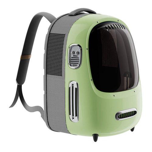 Dome Cat Dog Carrier Backpack in green with ergonomic design for comfortable pet transport