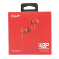 High-end dynamic in-ear earphones in red packaging designed for smartphones and laptops