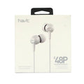 Havit E48P High-End Dynamic In-Ear Earphones in White with black accents for smartphones