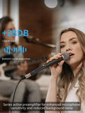 Dynamic microphone amplifier 48V with +28dB gain for enhanced sound quality and noise reduction
