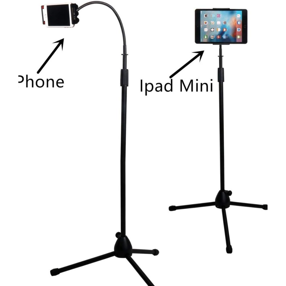Xtuga XL-802 Cellphone Stand Tripod Universal 360 Degree Rotating Tripod Floor Stand Adjustable Height with Flexible Arm