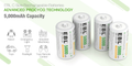 4 EBL 1.2V C 5000mAh Rechargeable NiMH Batteries with advanced procyco technology