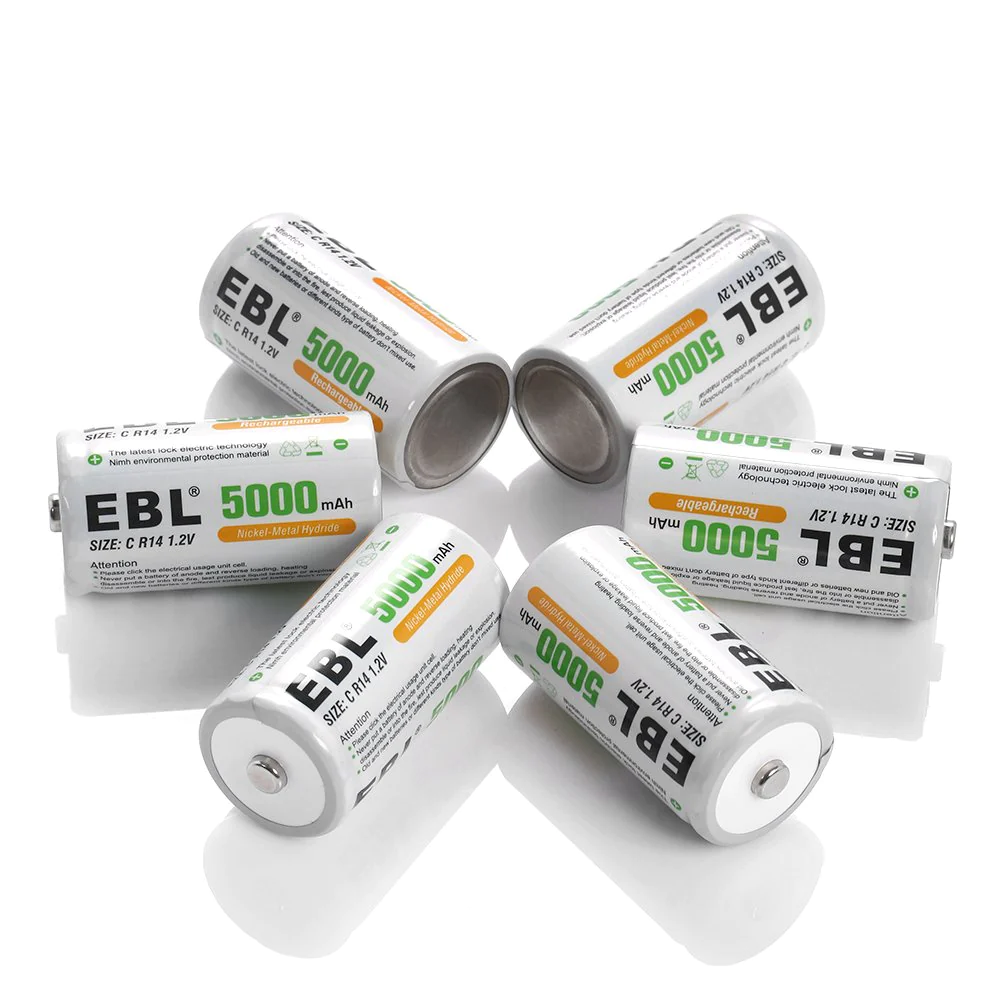 EBL 1.2V C 5000mAh Rechargeable NiMH Battery for high-capacity energy needs