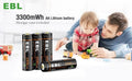 VMIDirect 1.5V AA Rechargeable Battery 3300mWh lithium batteries with storage case and family playing toys
