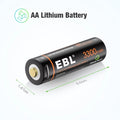 1.5V AA Rechargeable Battery by VMIDirect black lithium battery with 3300mWh capacity