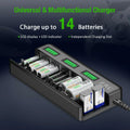 VMIDirect 12 bay LCD battery charger with independent charging slots and LED indicators for multiple batteries
