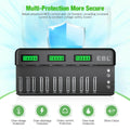 VMIDirect 12 bay LCD battery charger with advanced multi-protection features for safe charging
