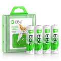 EBL 2800mAh AA rechargeable batteries in a pack with a storage case for efficient power supply