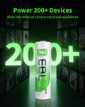 EBL 2800mAh AA rechargeable batteries designed to power 200+ devices efficiently
