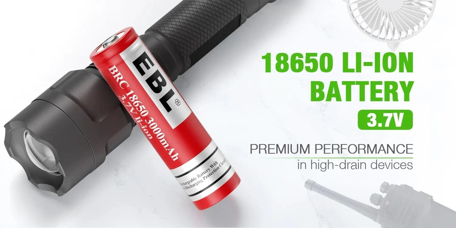 VMIDirect 3.7V 3000mAh lithium ion battery red 18650 rechargeable battery for high-drain devices