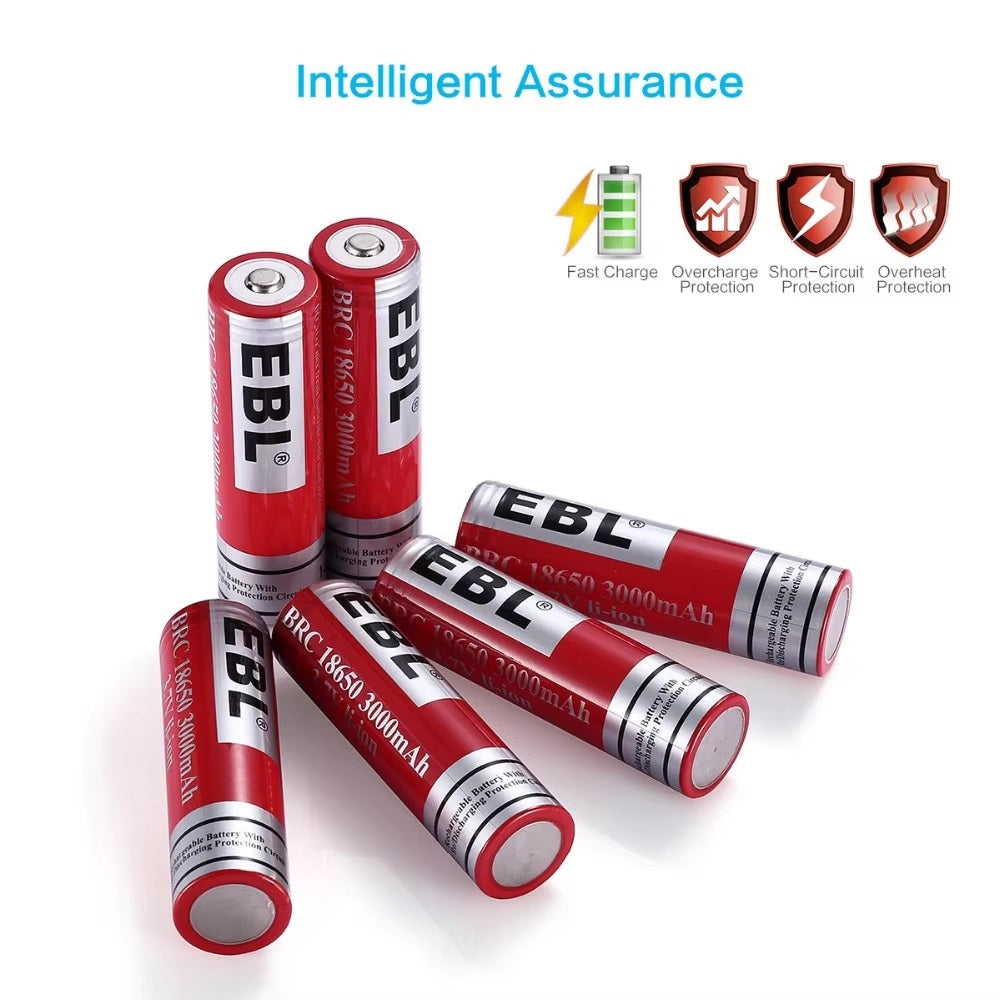 VMIDirect 3.7V 3000mAh lithium ion battery rechargeable red and silver lithium ion batteries with protection features