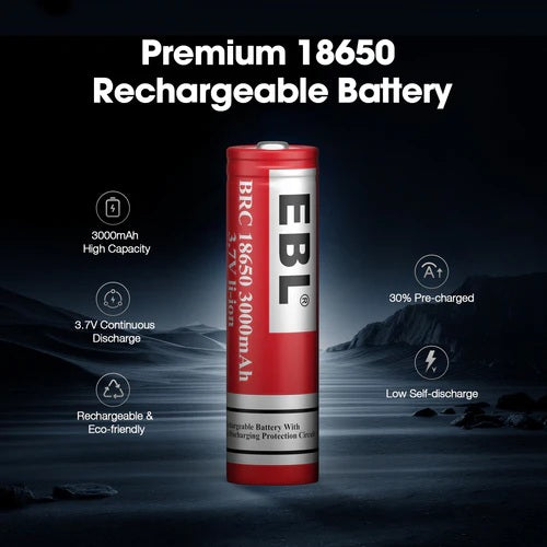VMIDirect 3.7V 3000mAh lithium ion battery Premium 18650 rechargeable with high capacity and low self-discharge