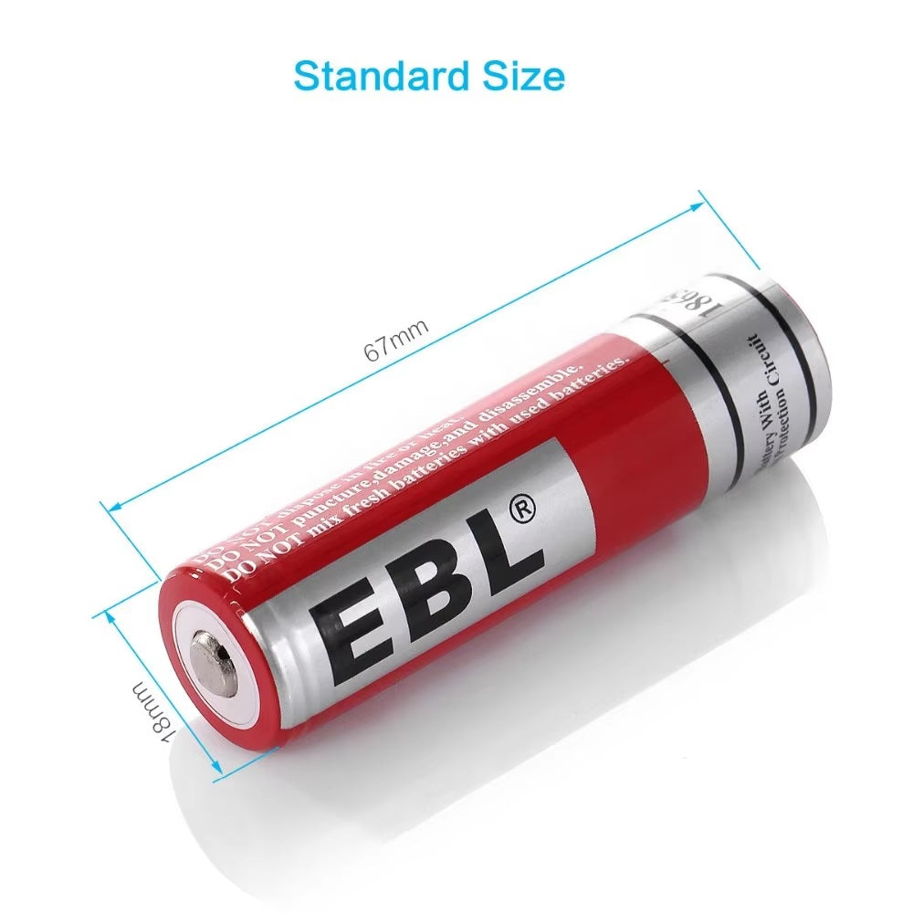 VMIDirect 3.7V 3000mAh lithium ion battery rechargeable standard size with red and silver casing