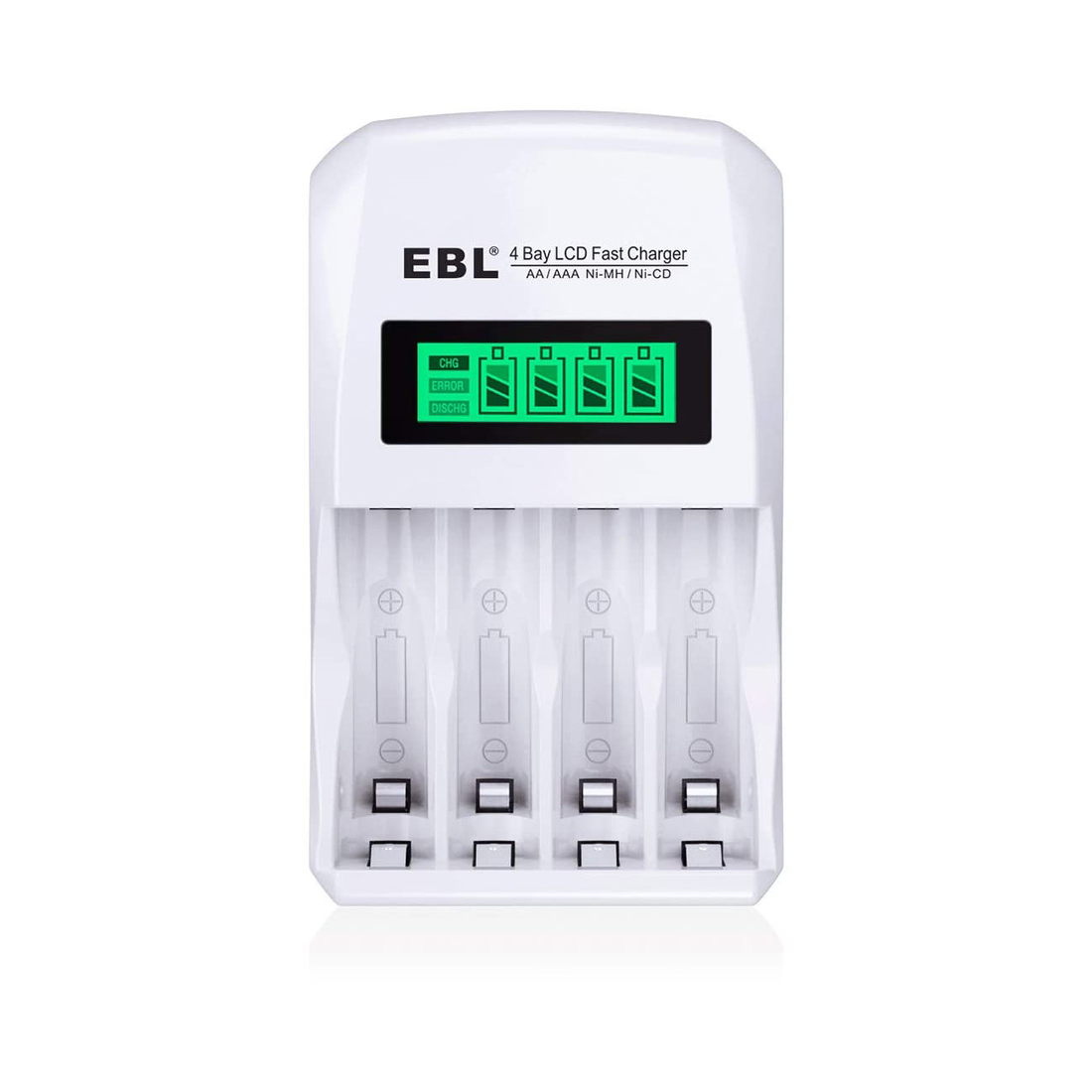 EBL 4 Bay Fast Battery Charger for AA and AAA Batteries with LCD Display
