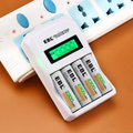 VMIDirect 4 Bay Fast Battery Charger with LCD Display and Four 2300mAh AA Batteries