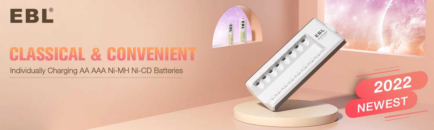 VMIDirect 8 Bay Smart Fast Charging Battery Charger for AA and AAA batteries with sleek design