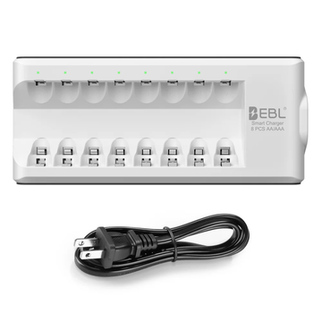 VMIDirect 8 Bay Smart Fast Charging Battery Charger with LED indicators and included power cord