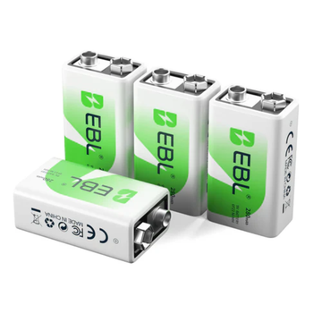 Set of four 9V 280mAh NIMH Rechargeable Batteries by EBL for high-performance energy solutions