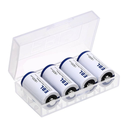 VMIDirect EBL CR2 3V Non-rechargeable battery pack with four batteries in clear plastic case