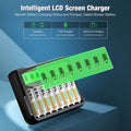 EBL FY-819 LCD charger showing intelligent LCD screen with AA AAA batteries charging status